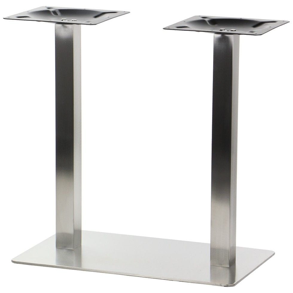 STEMA Dvojitá kovová stolová podnož SH-3003-1/S/6, brúsená nehrdzavejúca oceľ, 70x40x72,5 cm, pre kanceláriu, hotel a reštauráciu
